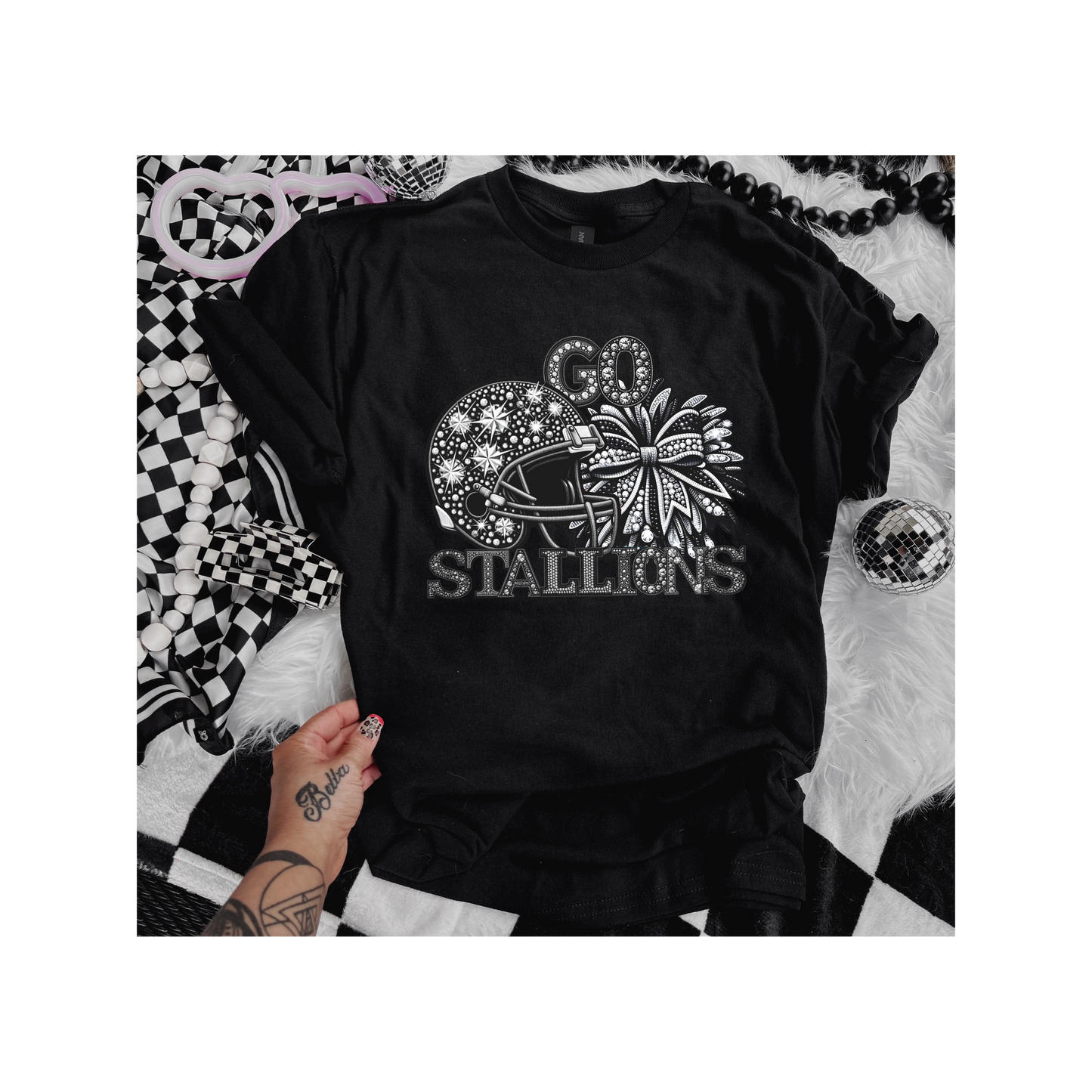 Go Stallions Helmet and Bow T-Shirt