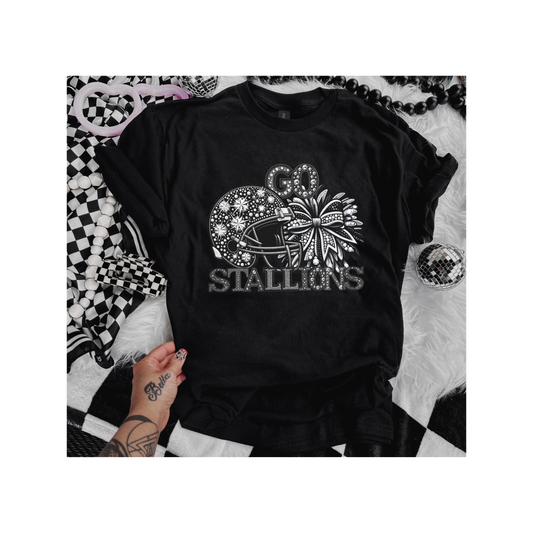 Go Stallions Helmet and Bow T-Shirt