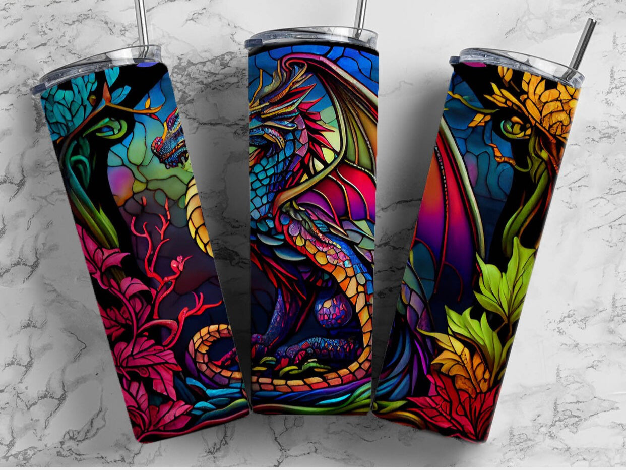Dragon Forest Stained Glass Tumbler
